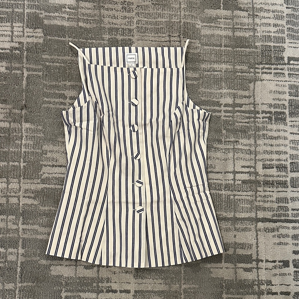 Anthropologie Vertical Stripe Button-Front Camisole - White & Blue - Picture 2 of 2